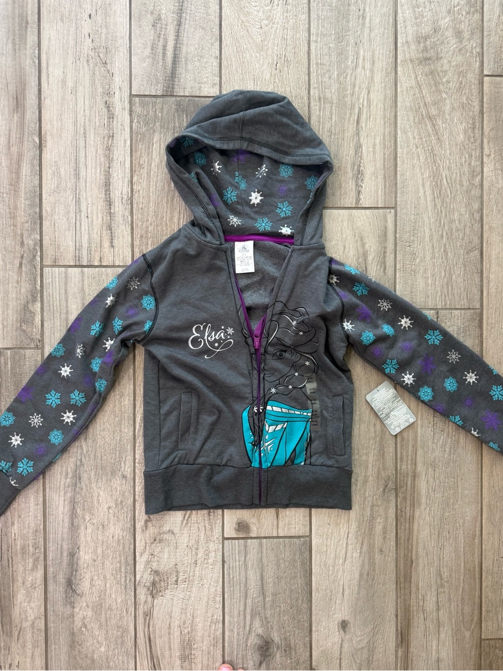 Disney Frozen Elsa Gray Hooded Zip-Up Sweatshirt for Kids